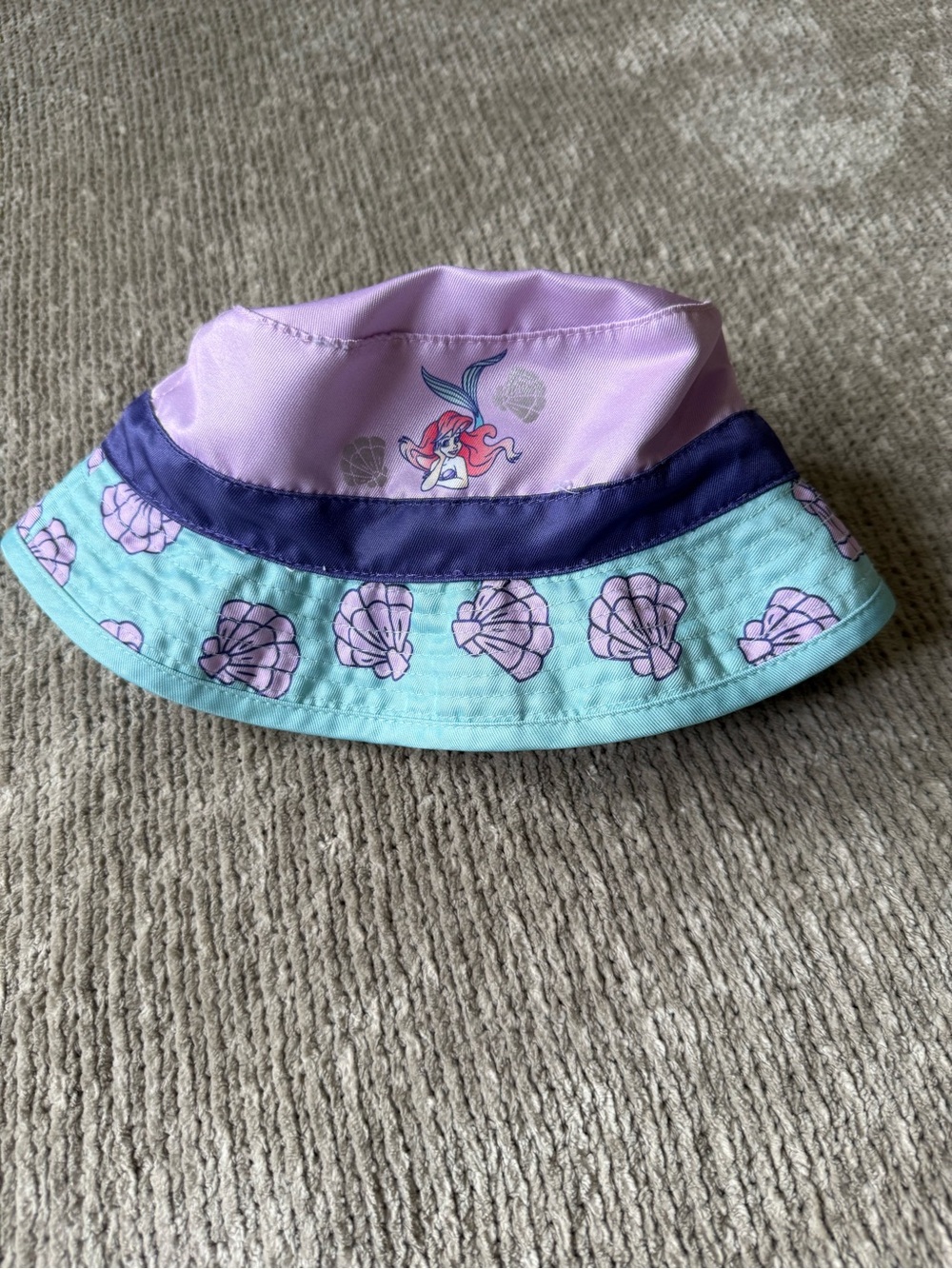 Disney Princess Ariel Little Mermaid Reversible Bucket Hat OSFM Seashell Y2K